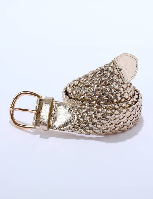 Ceinture tressée boucle ovale (doré)