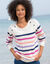 Pull marinière manches longues rayé (écru / violine)