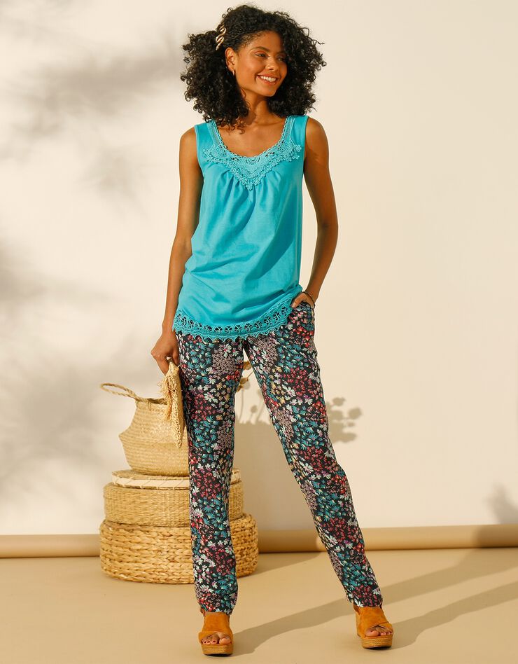 Débardeur uni macramé (turquoise) Débardeur uni macramé (turquoise)