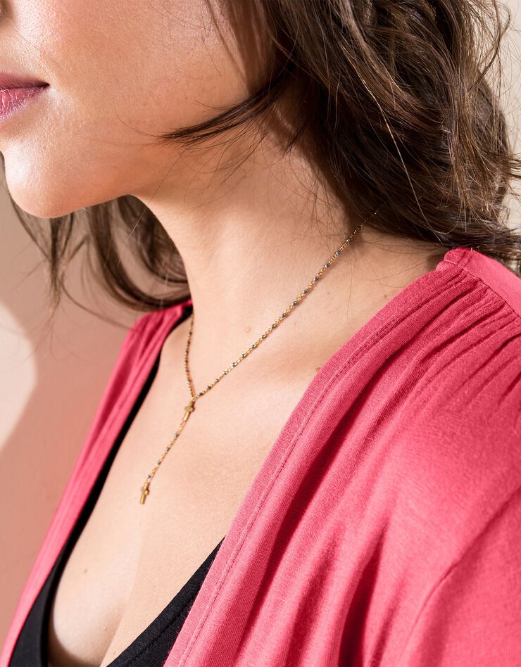 Boléro maille fluide manches 3/4 (corail)