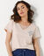 T- shirt pyjama manches courtes motif floral imprimé  (sable)