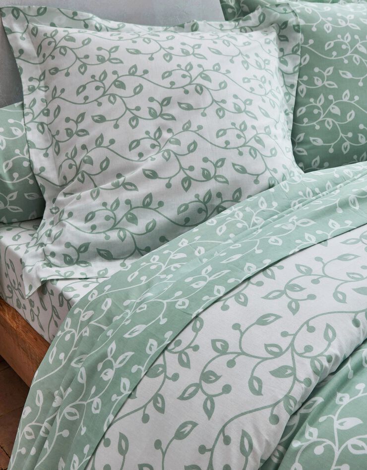 Linge de lit Héritage en coton à motifs volutes (vert / blanc)