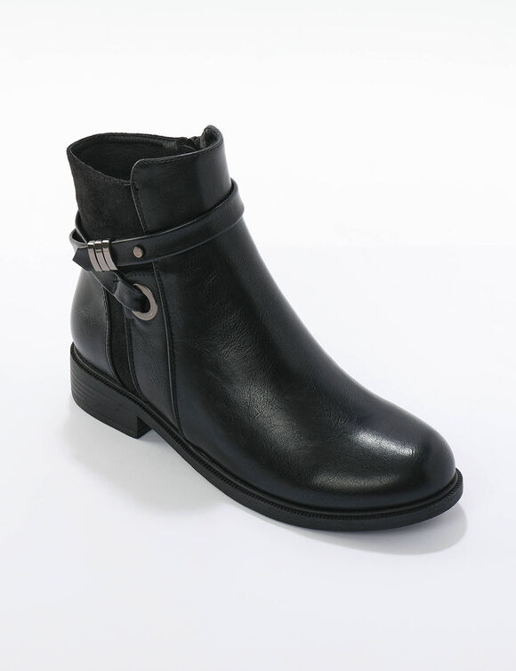 Boots zipp&eacute;es avec bride fantaisie (noir)