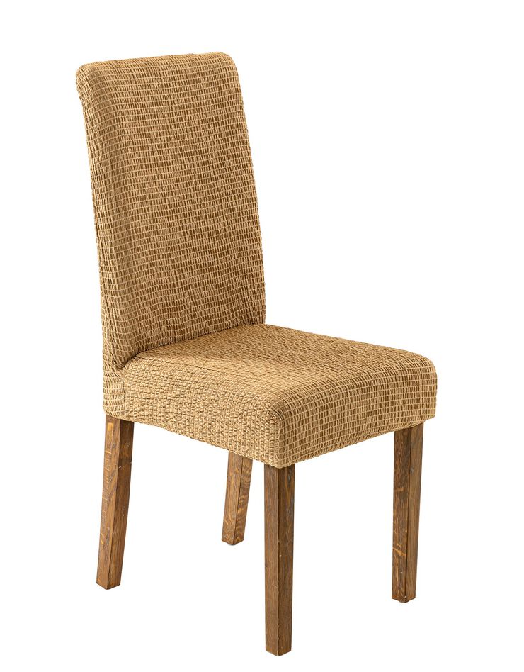Housse extensible jacquard gaufré pour chaise  (beige foncé)