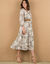 Robe longue cache-coeur manches 7/8, imprimé cachemire (beige)