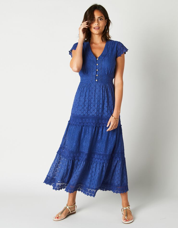 Robe longue dentelle macramé (indigo) Robe longue dentelle macramé (indigo)