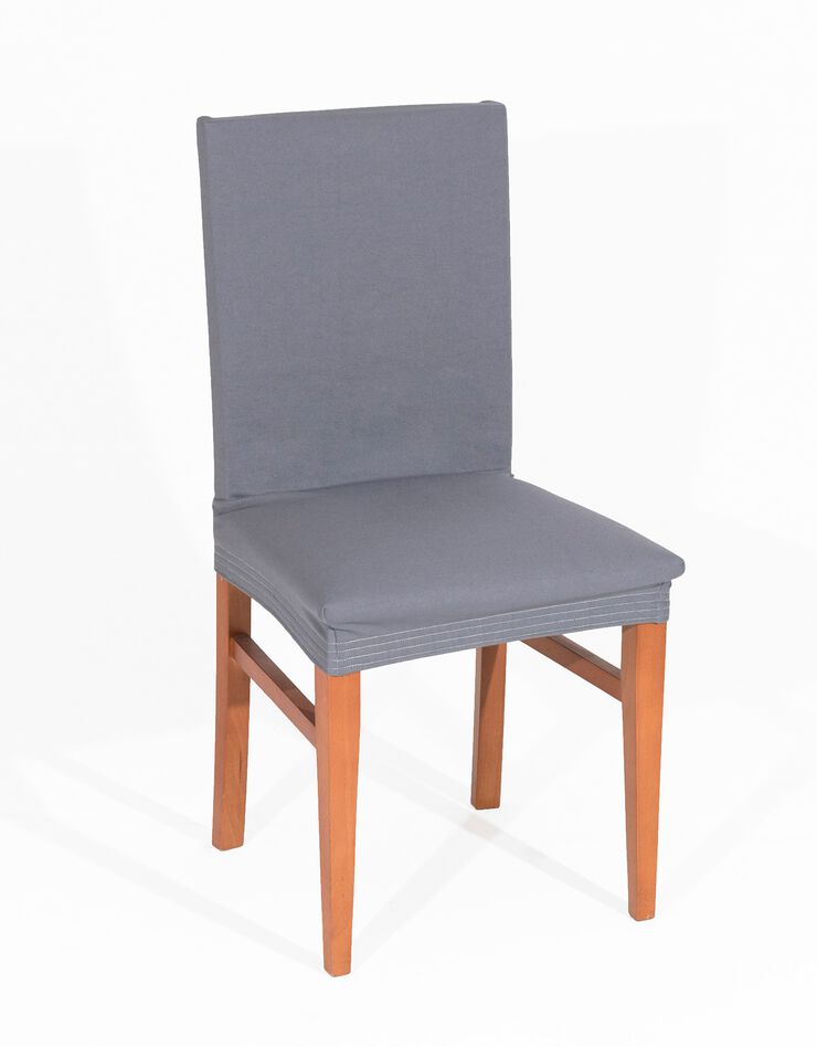 Housse chaise unie bi-extensible (gris)