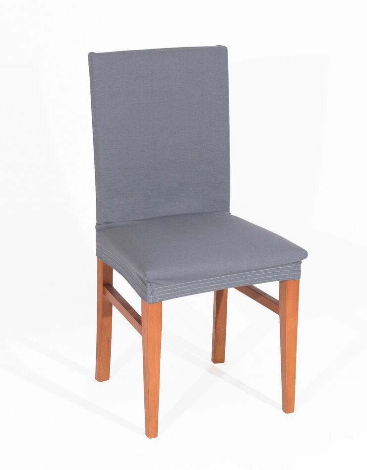 Housse chaise unie bi-extensible (gris) Housse chaise unie bi-extensible (gris)