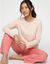 T-shirt pyjama &laquo;&nbsp;charme botanique&nbsp;&raquo; manches longues (p&ecirc;che)