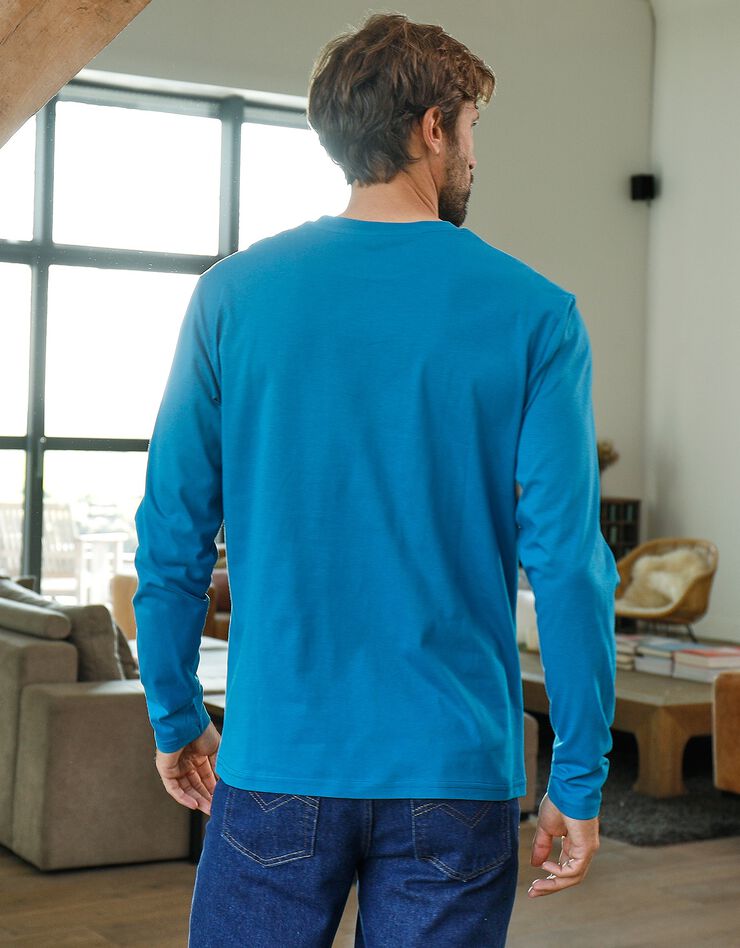 Tee-shirt col rond manches longues - lot de 3 (bleu + marron + gris) Tee-shirt col rond manches longues - lot de 3 (bleu + marron + gris)