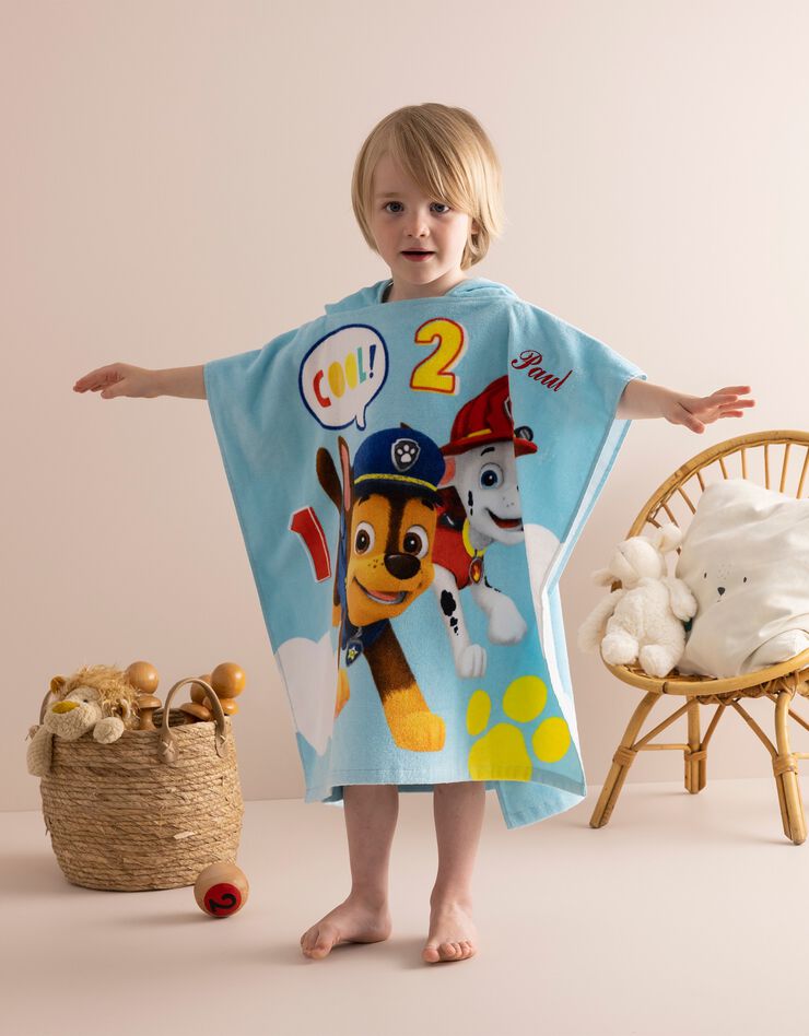 Poncho de bain enfant Pat Patrouille® à capuche personnalisable (bleu)