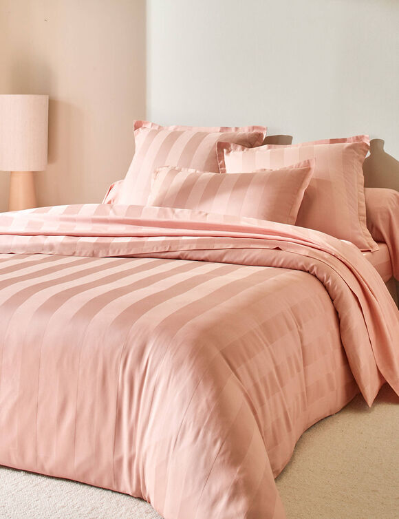 Linge de lit satin rayé (rose blush)