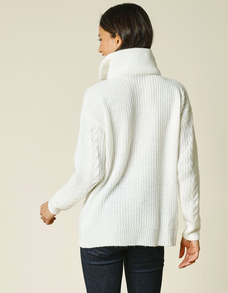 Pull camionneur zippé maille fantaisie (blanc cassé) Pull camionneur zippé maille fantaisie (blanc cassé)