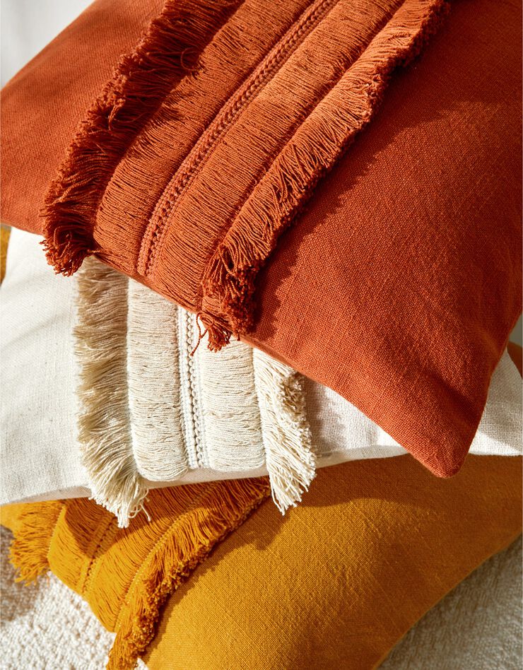 Coussin avec galon franges (terracotta)