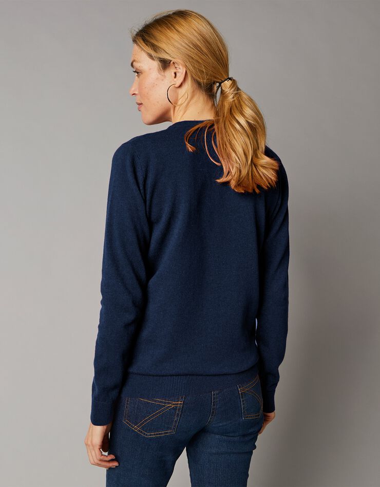Pull col V, laine d'agneau (marine) Pull col V, laine d'agneau (marine)