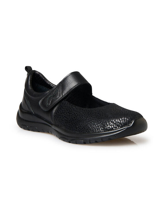 Babies scratchées en cuir et textile extensible (noir)