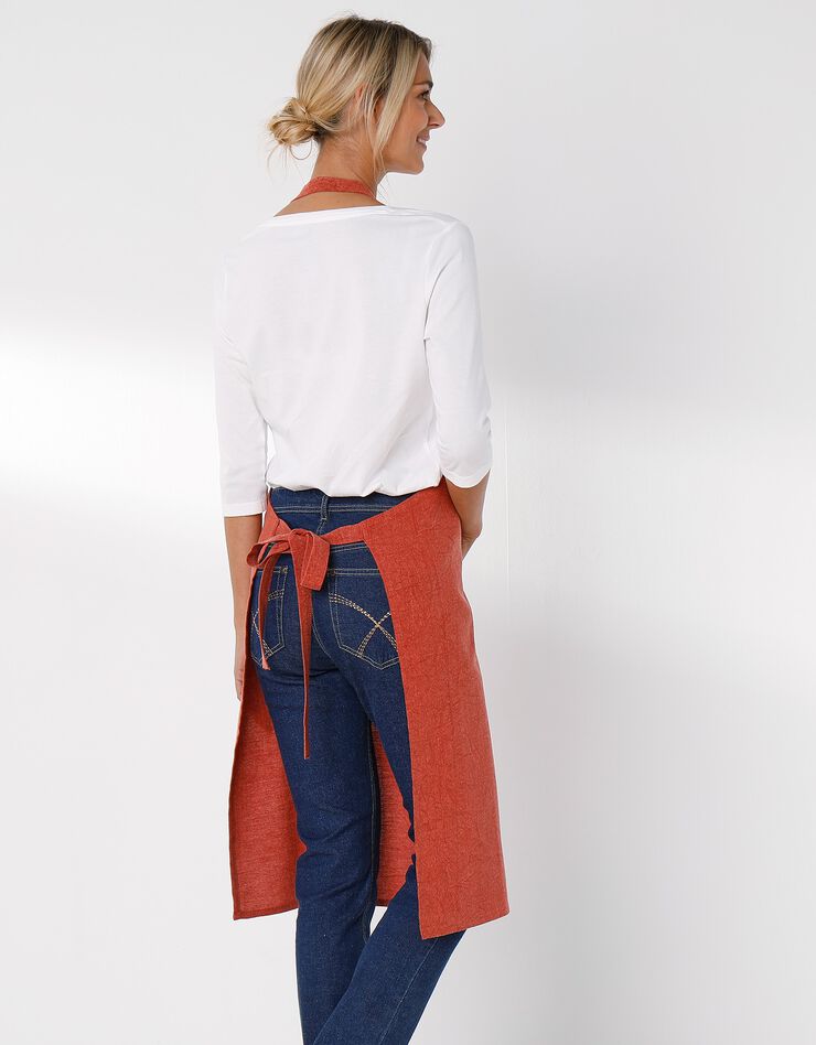 Tablier bavette coton et lin uni personnalisable (terracotta)