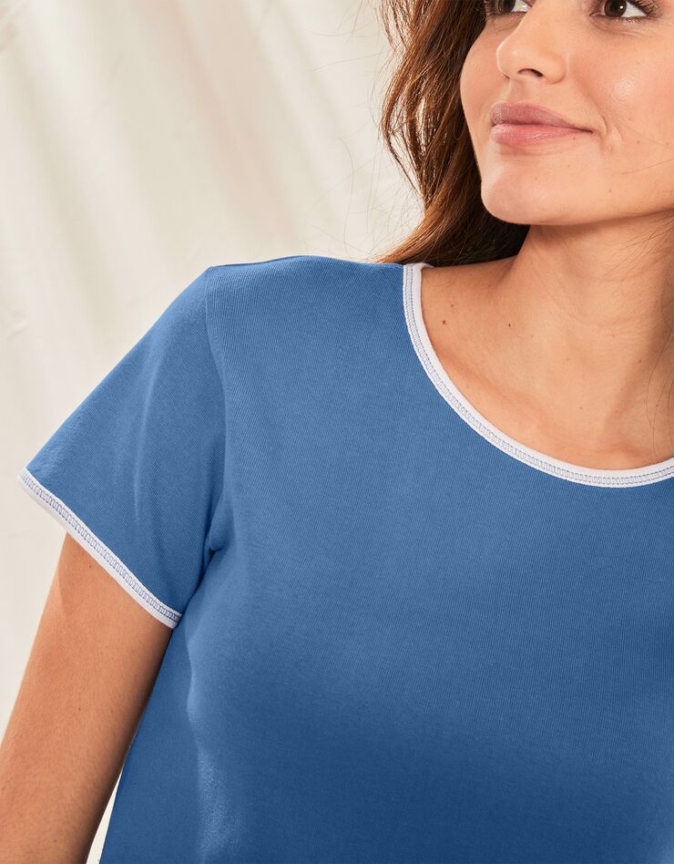 Tee-shirt bicolore manches courtes (bleu grisé) Tee-shirt bicolore manches courtes (bleu grisé)