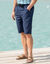 Bermuda &eacute;lastiqu&eacute; au 3/4 + ceinture assortie (bleu marine)
