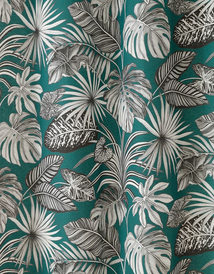 Rideau oeillets tamisant imprimé tropical (vert)