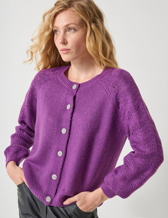 Cardigan boutons "bijoux" (violine)