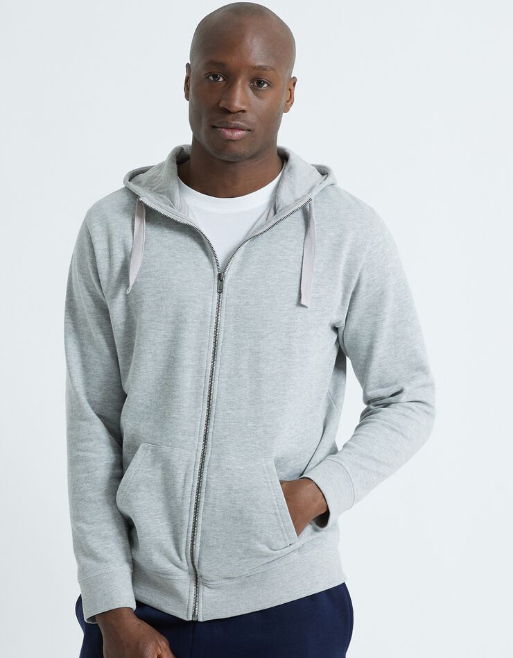 Sweat molleton zippé à capuche (gris chiné) Sweat molleton zippé à capuche (gris chiné)