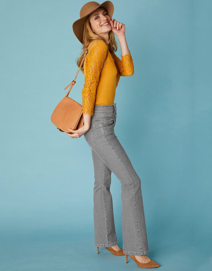 Jean coupe bootcut taille haute stretch - entrej. 78 cm (gris) Jean coupe bootcut taille haute stretch - entrej. 78 cm (gris)