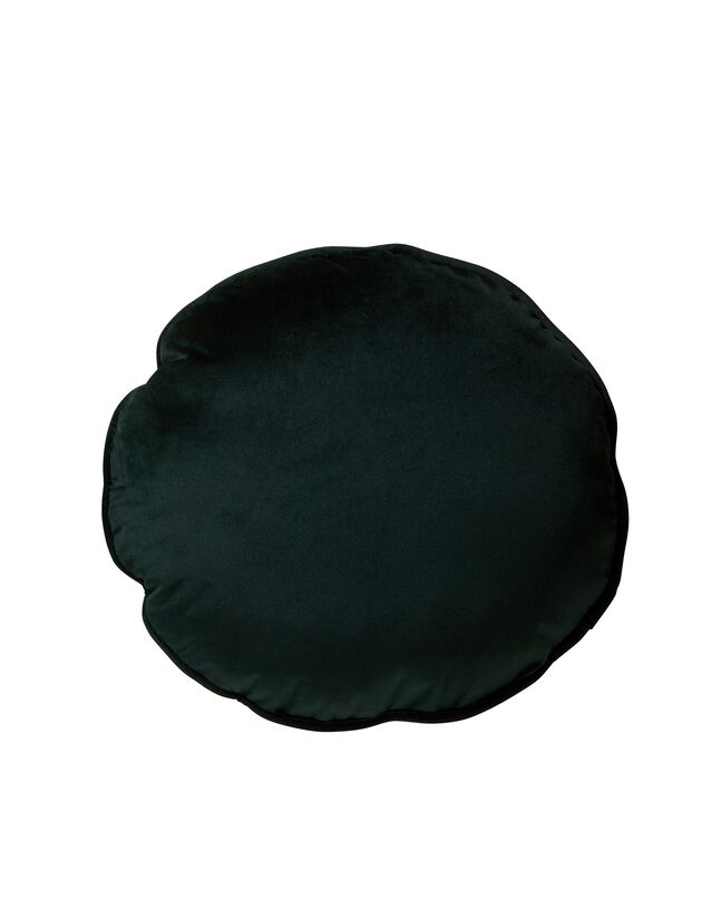 Coussin rond garni en velours (vert sapin)