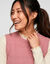 Pull col rond, sans manches, maille fantaisie (rose)