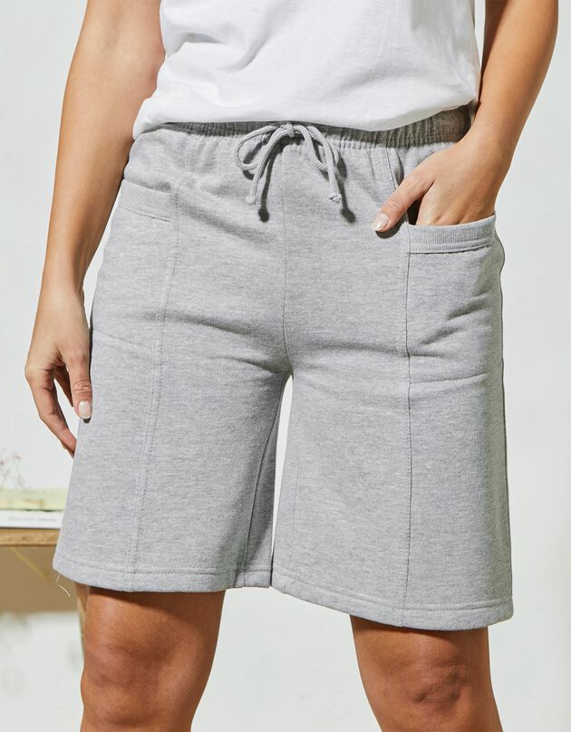 Bermuda molleton gratté (gris chiné)