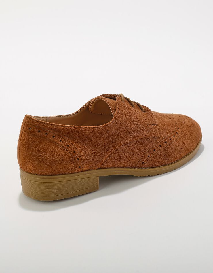 Derbies à lacets en suédine, bout perforé (beige)