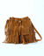 Sac forme seau à franges (caramel)