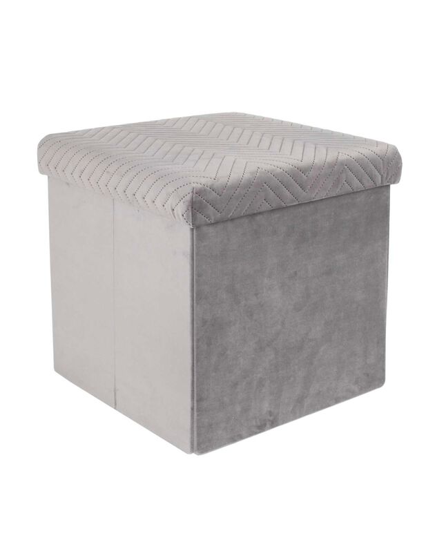 Coffre-pouf pliable – revêtement velours (gris)