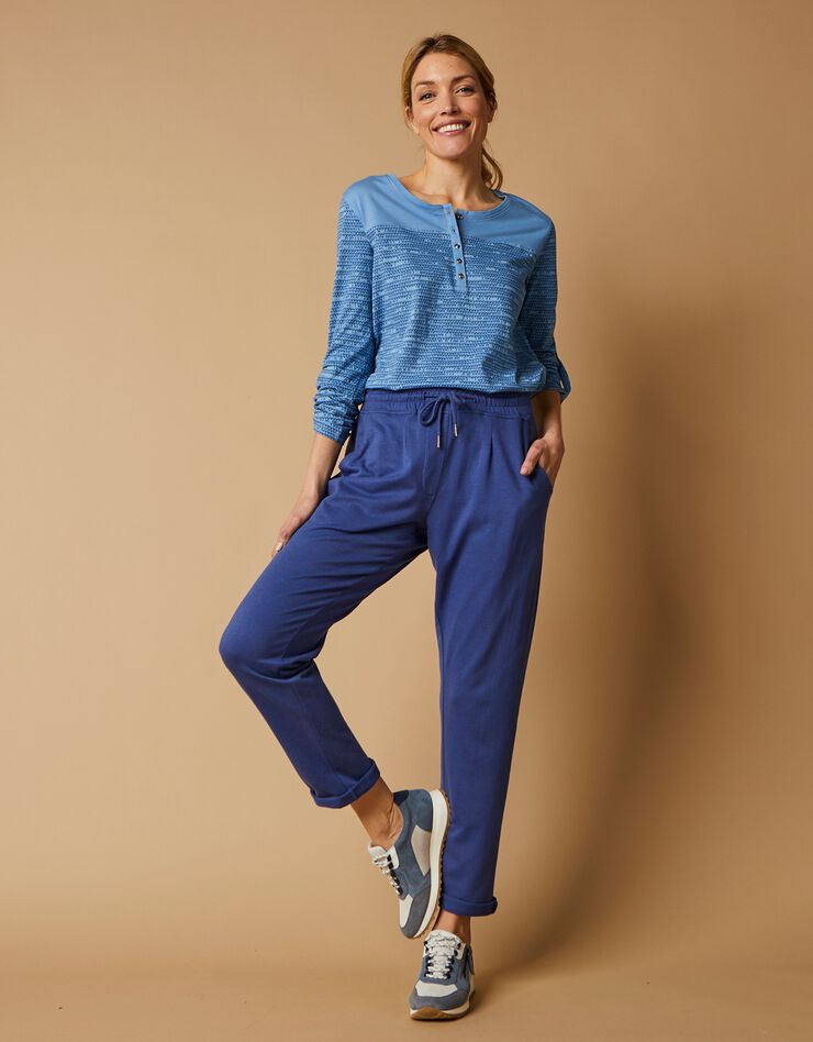 Pantalon jogpant ceinture élastiquée molleton  (bleu jean)