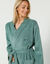 Peignoir mixte adulte uni coton éponge bouclette col kimono personnalisé (eucalyptus)