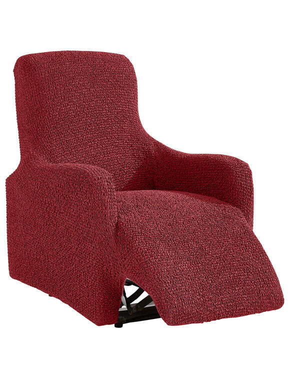Housse bi-extensible imprimée gaufrée pour fauteuil relax (bordeaux)