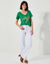 T-shirt col V imprimé doré (vert)