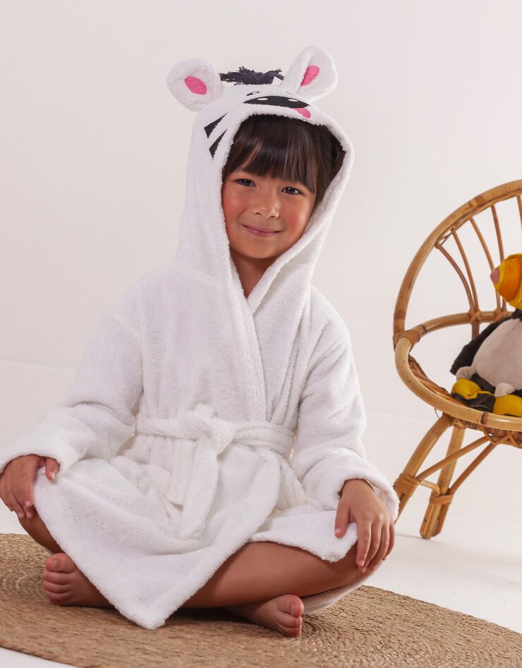 Peignoir de bain enfant zèbre éponge coton - 380g/m2 (blanc) Peignoir de bain enfant zèbre éponge coton - 380g/m2 (blanc)
