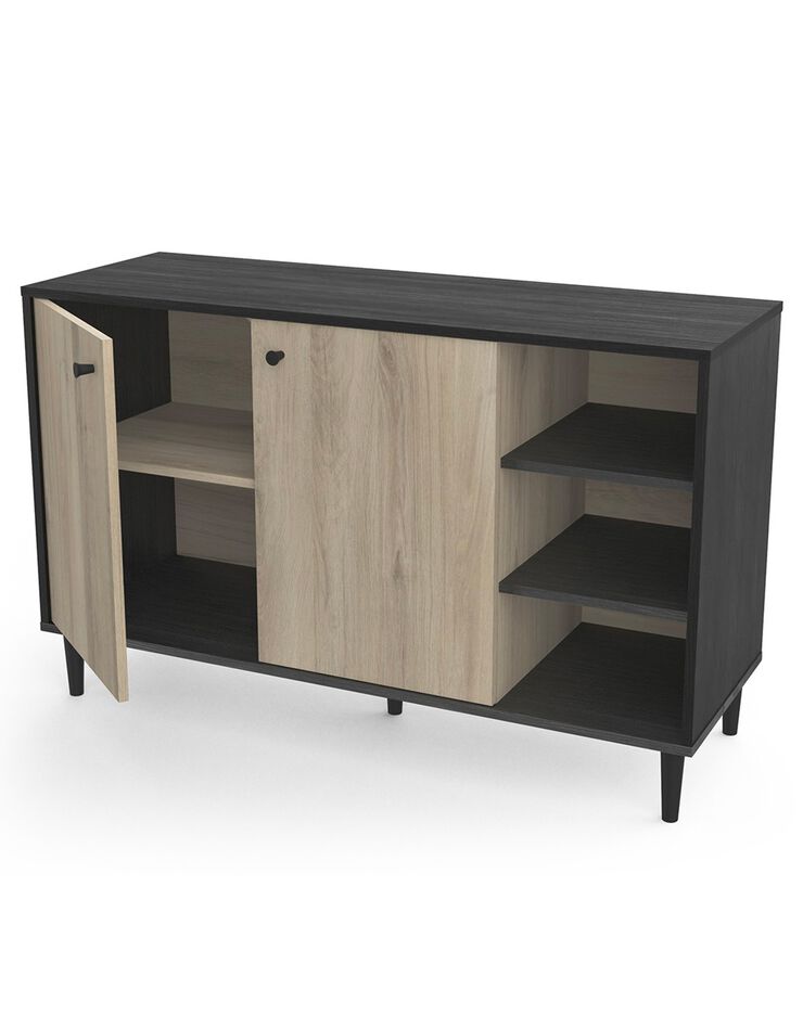 Buffet HAMFIELD 2 portes – 3 étagères côtés (noir)