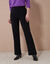 Pantalon coupe large fluide, uni (noir)