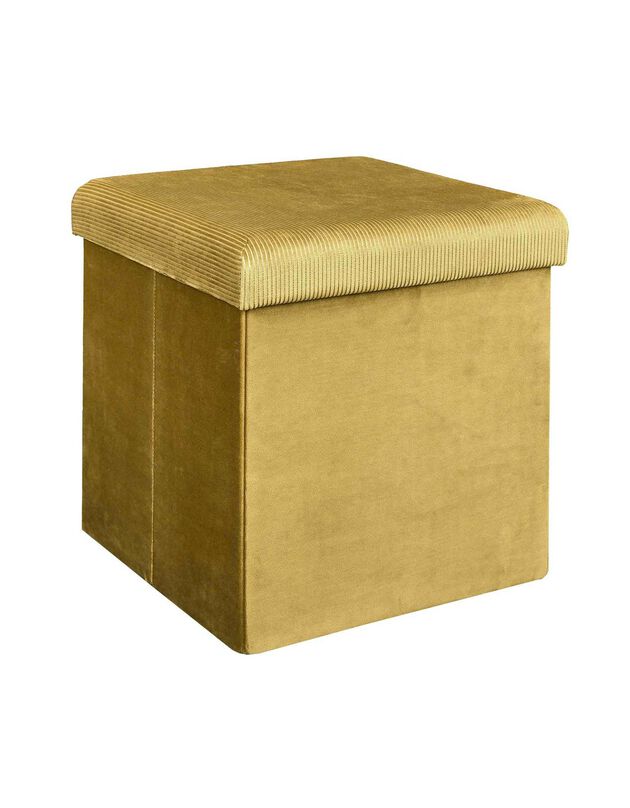 Coffre-pouf pliable - revêtement velours côtelé (jaune)