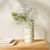 Vase céramique imprimé floral - hauteur 19,5 cm (blanc / vert)