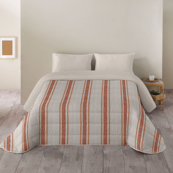 Couette microfibre rayures bayadère 200 g/m² (marron / beige)