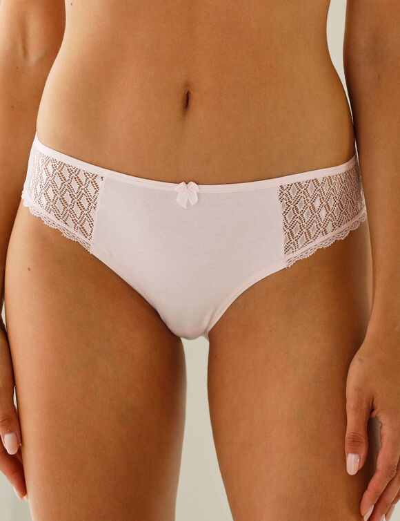Culotte midi coton dentelle unie Coria - lot de 2 (poudre)