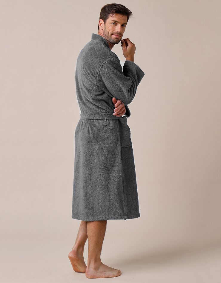 Peignoir mixte adulte uni coton éponge bouclette col kimono personnalisé (anthracite) Peignoir mixte adulte uni coton éponge bouclette col kimono personnalisé (anthracite)