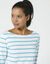 T-shirt marinière manches longues, coton biologique(**) (blanc / turquoise)
