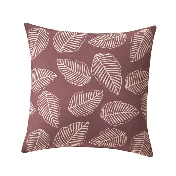 Housse de coussin imprimé petites feuilles - lot de 2 (lie de vin)
