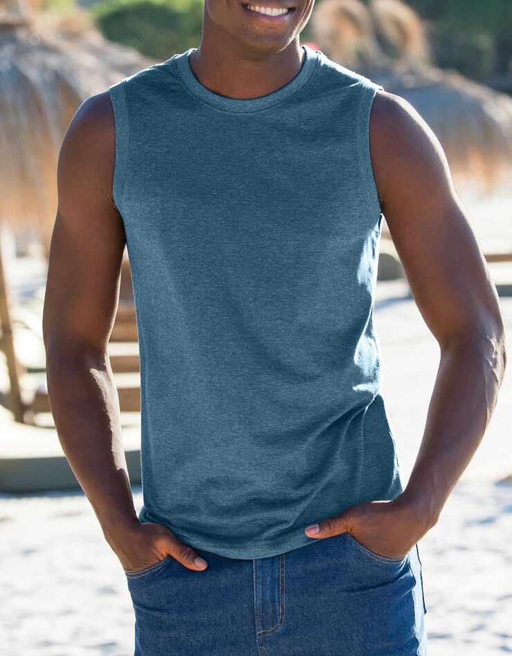 T-shirt col rond sans manches - lot de 3 (ch azur + tilleul + vert)