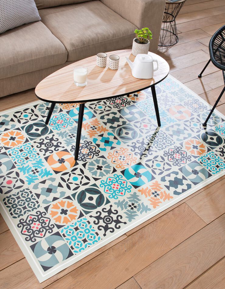 Tapis vinyle effet carreaux ciment couleur (multicolore) Tapis vinyle effet carreaux ciment couleur (multicolore)