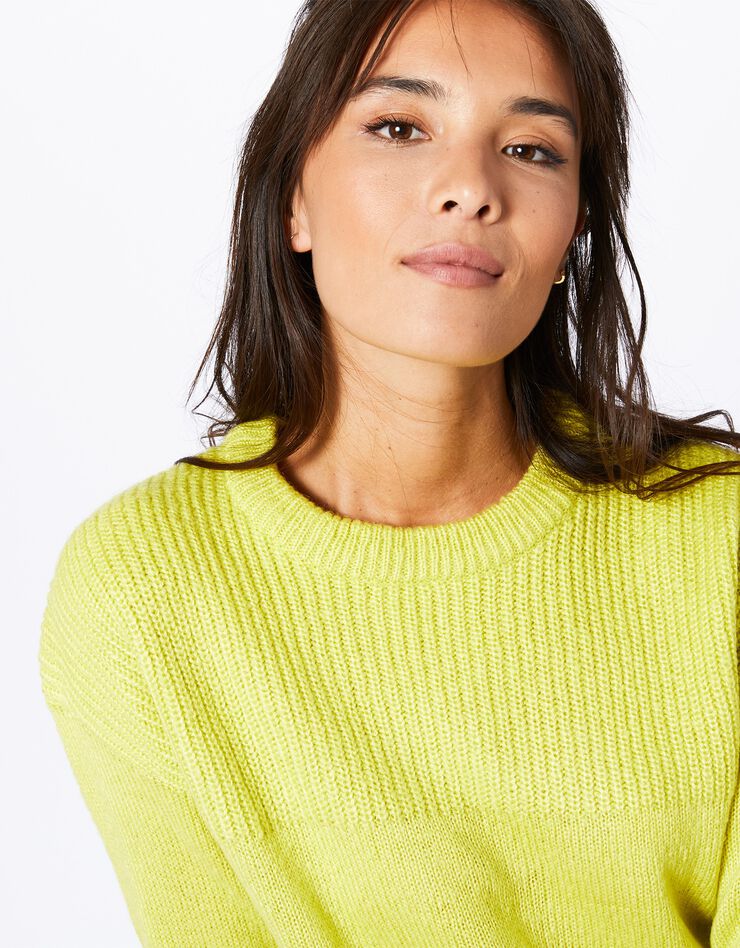 Pull col rond maille anglaise et jersey (blanc) Pull col rond maille anglaise et jersey (blanc)